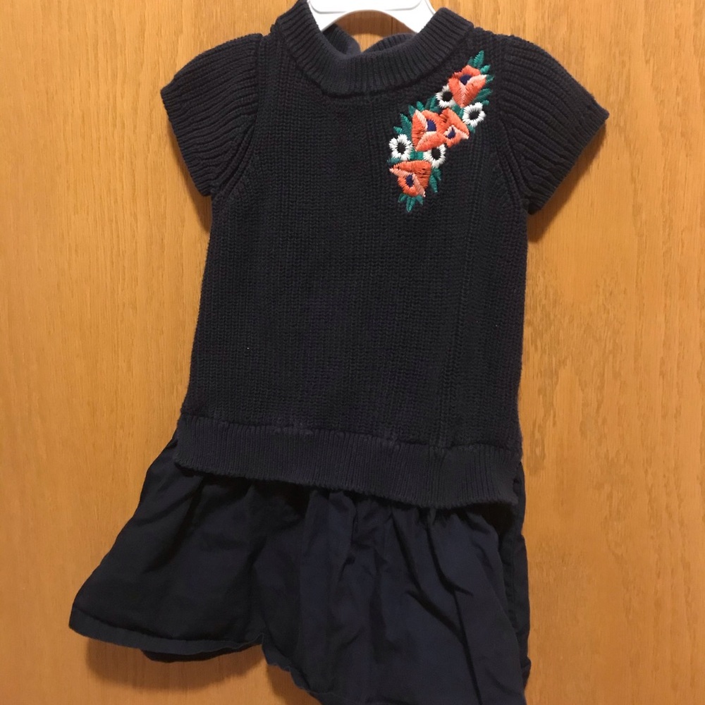 Janie and Jack floral sweater dress Navy